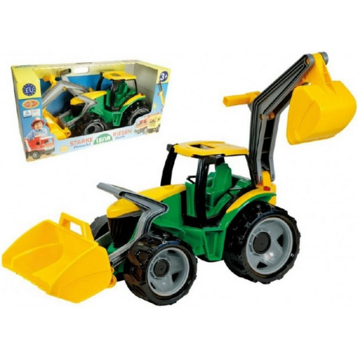 Lena 2080 Traktor se lžící a bagrem, žluto zelený