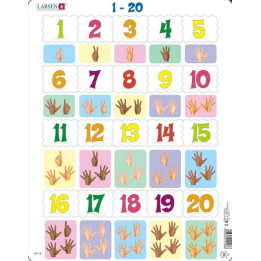 Puzzle Prsty na ruce od 1-20 20 dílků