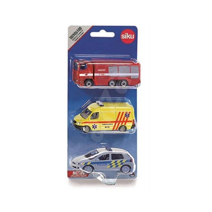 SIKU 1819 česká verze - set mix policie, hasiči, ambulance