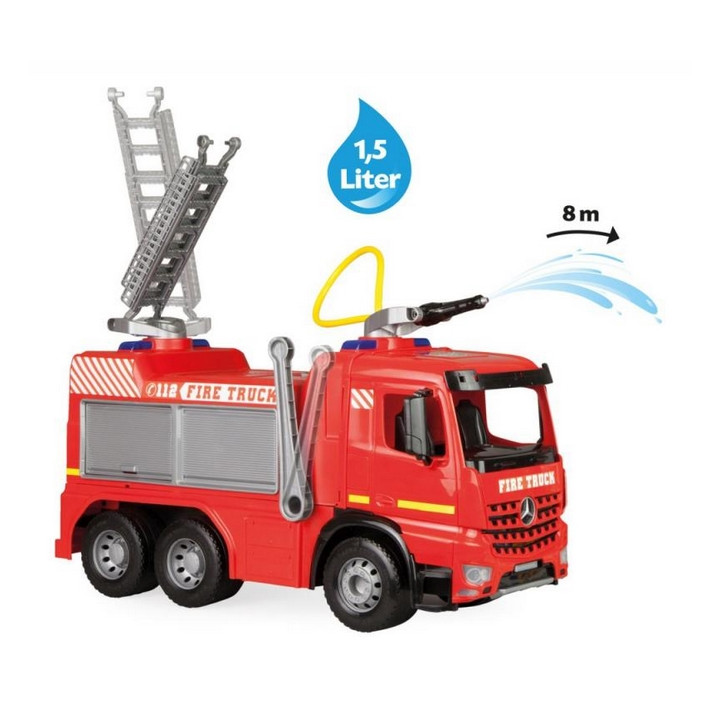 Mercedes hasičské auto Arocs 65cm stříkací vodu