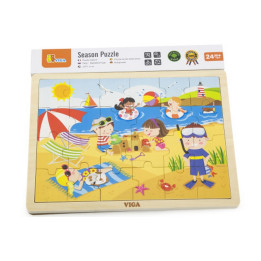 Viga Dřevěné puzzle 24 dílků - léto