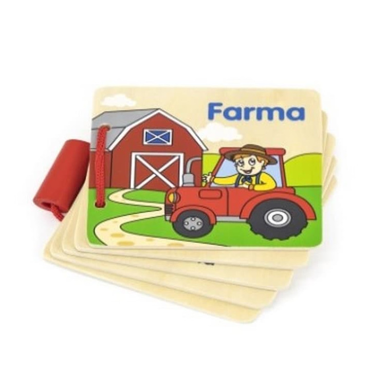 Viga dřevěná knížka - farma český jazyk