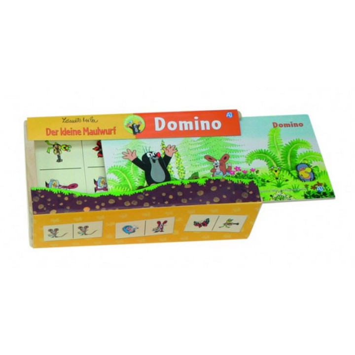 Domino Krtek dřevo společenská hra 28 dílků